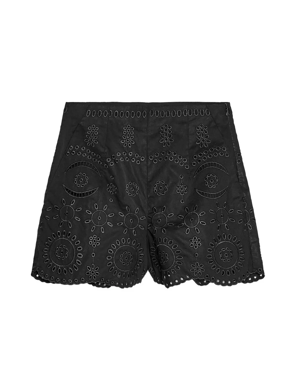 ZARA ZW COLLECTION PERFORATED EMBROIDERY BERMUDA SHORTS size M